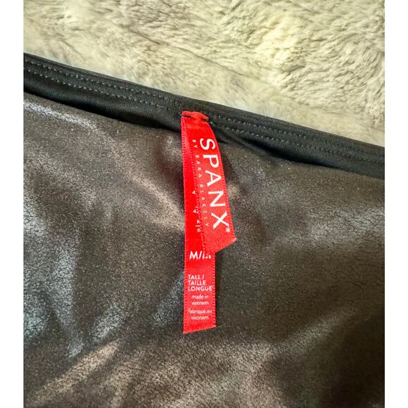 Spanx Faux Leather Leggings Women's Medium Tall High-Waisted Black Quiet Luxury - Picture 13 of 16